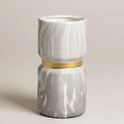 Jarron de ceramica gris simil marmol