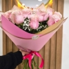 15 rosas rosadas en papel coreano