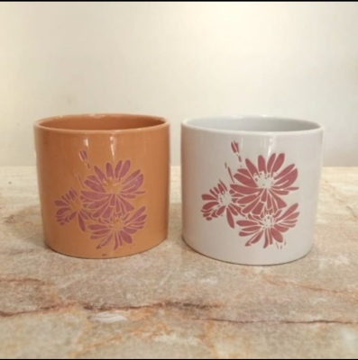 Maceta redonda flores